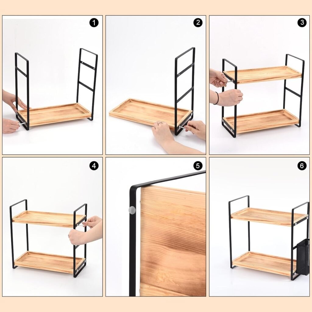 Houten make-up organizer met 2 lades voor cosmetica en huidverzorging