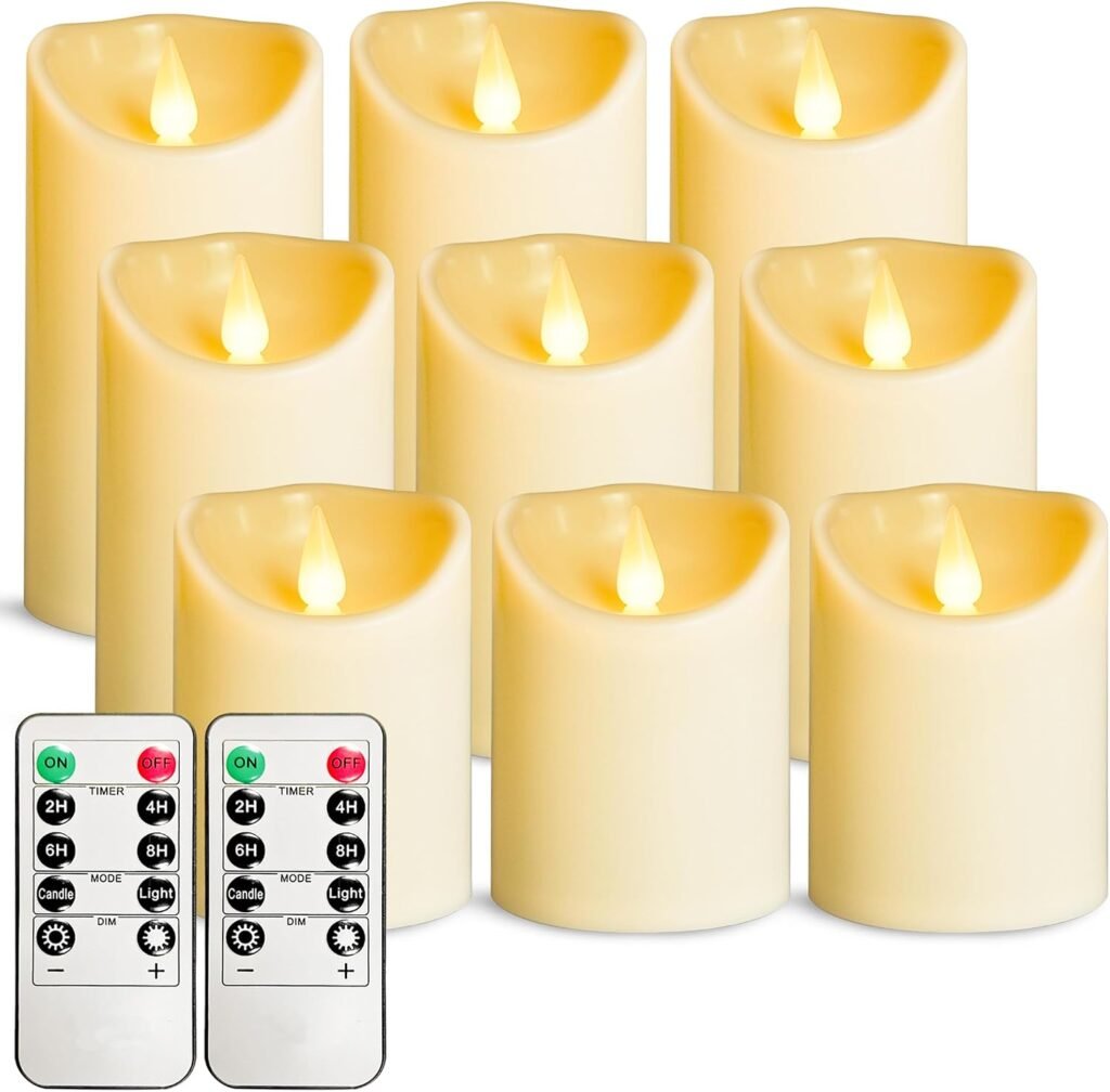 Vlamloze LED kaarsen set 9 stuks met flikkerend licht, timer en afstandsbediening voor balkon en decoratie