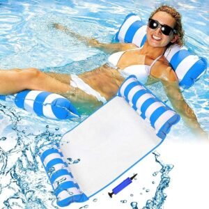 Opblaasbare zwembad hangmat voor comfortabel drijven en ontspannen in het water, blauw