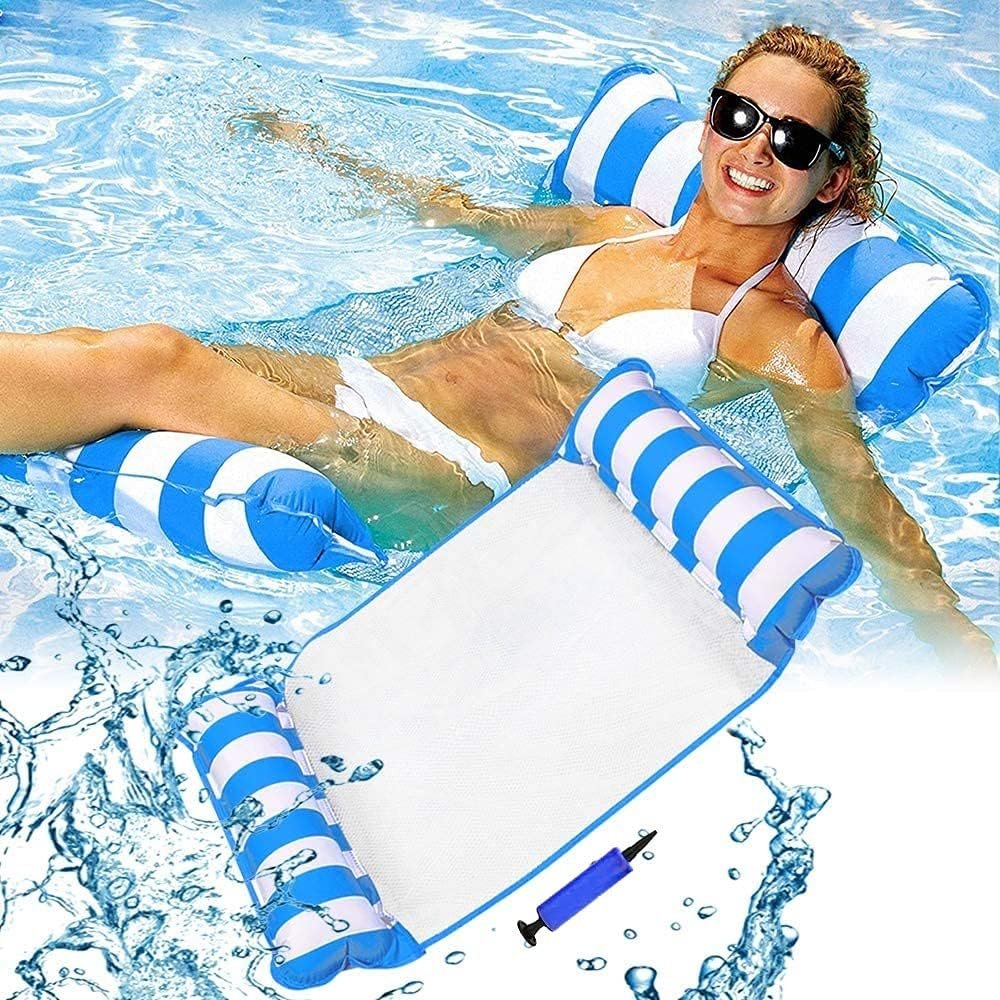 Opblaasbare zwembad hangmat voor comfortabel drijven en ontspannen in het water, blauw