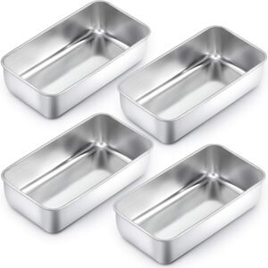 Bakvorm Set van 4 Stuks – RVS Broodvormen en Cakevormen – Vaatwasserbestendig – 23,5 x 12,7 x 6 cm – Rechthoekig