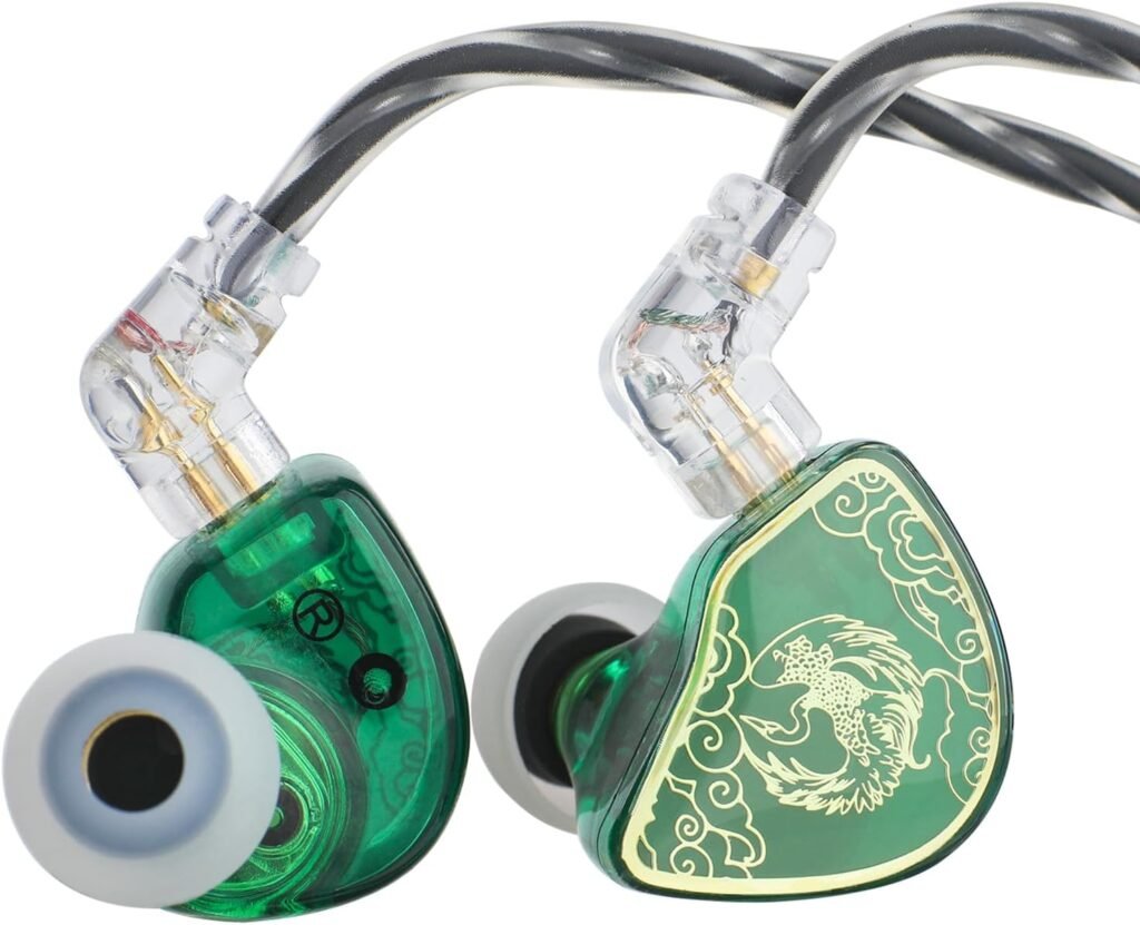 HiFi in-ear oordopjes met 10 mm driver, afneembare 2-pin OFC-kabel en groen ontwerp