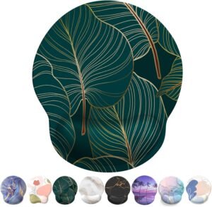 Ergonomische gel muismat met polssteun en antislip onderzijde in Tropical Plants ontwerp