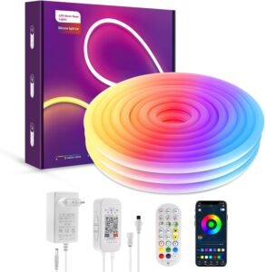 RGBIC Neon LED Strip 3 Meter – Bluetooth Neon Verlichting met App en Afstandsbediening – Flexibele LED Lichtstrip voor Decoratie – IP67 Waterdicht