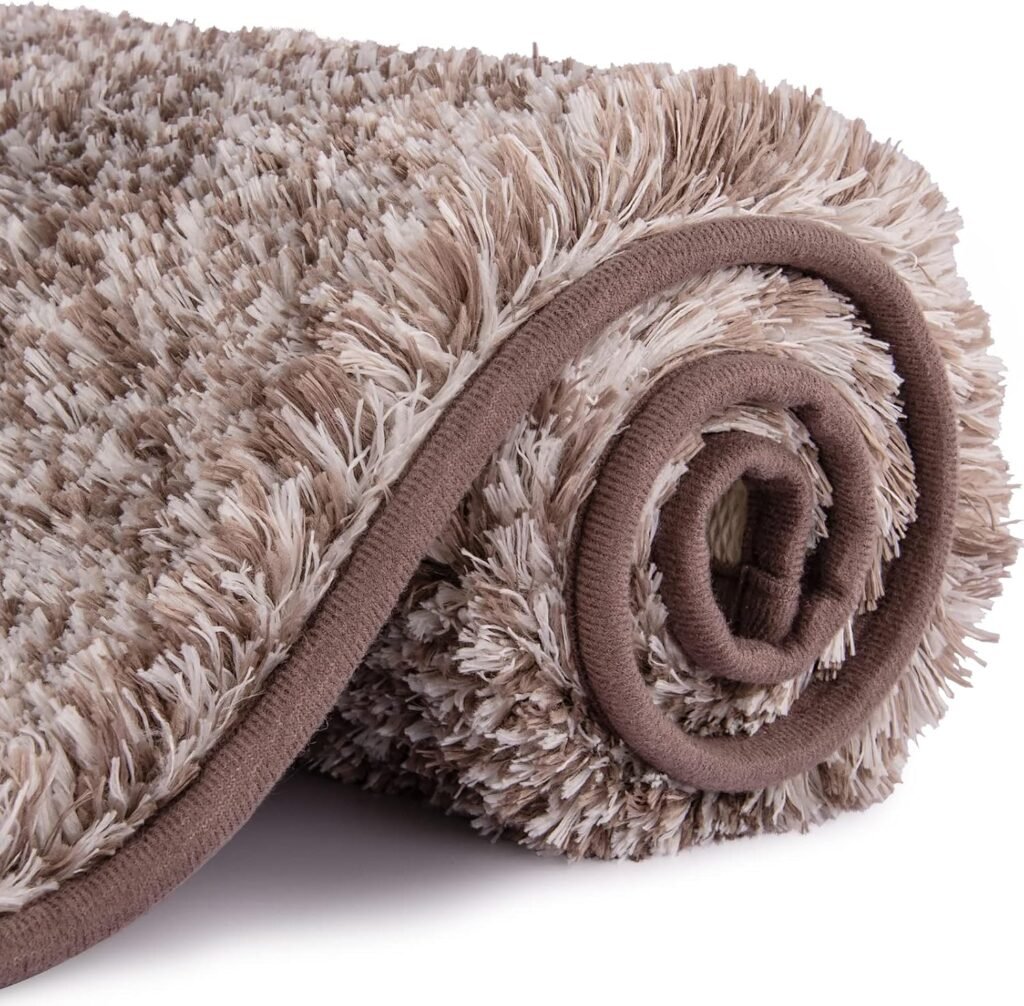 Antislip badmat van hoogpolige microvezel 50x80 cm voor badkamer, douche en toilet, zacht, wasbaar en waterabsorberend