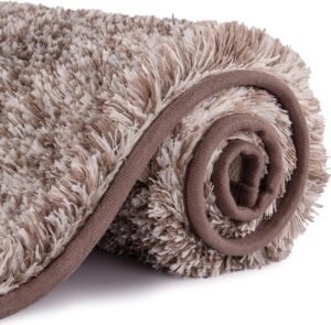 Antislip badmat met hoogpolige microvezel 50×80 cm – Zachte wasbare douchemat voor badkamer, bad en toilet – Waterabsorberende mat tegen koude vloeren