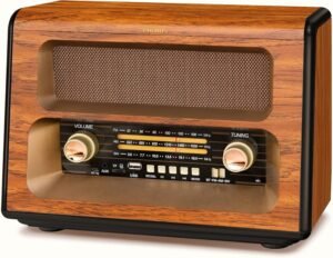 Retro Radio AM FM – Draagbare Transistorradio met Bluetooth – Oplaadbare Radio met TF Kaart en USB Aansluiting – Vintage Design