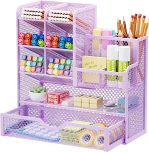 Metalen bureau organizer met lade voor kantoorbenodigdheden