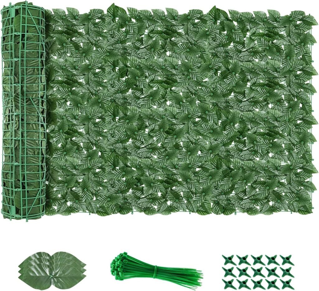 Kunstklimop heg met realistische groene bladeren als privacy scherm voor tuin en balkon