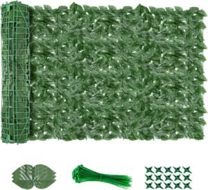 Kunstklimop Heg – Kunstheg voor Inkijkbescherming en Privacy – Realistische Bladeren – Voor Tuin en Balkon, Groen