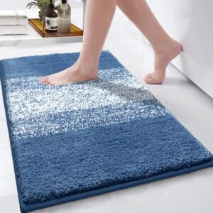 Badmat 60×90 cm – Microvezel Douchemat met Antislip – Zachte Absorberende Badkamermat voor Badkamer, Slaapkamer en Woonkamer – Blauw Wasbaar Tapijt