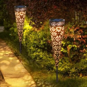 Solar Tuinverlichting – LED Buitenlampen op Zonne-energie – Waterdicht – Set van 2