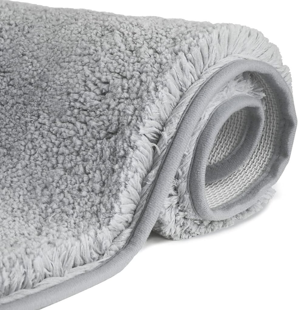 Antislip badmat van hoogpolige microvezel 60x90 cm in donkergrijs voor douche, bad en wastafel