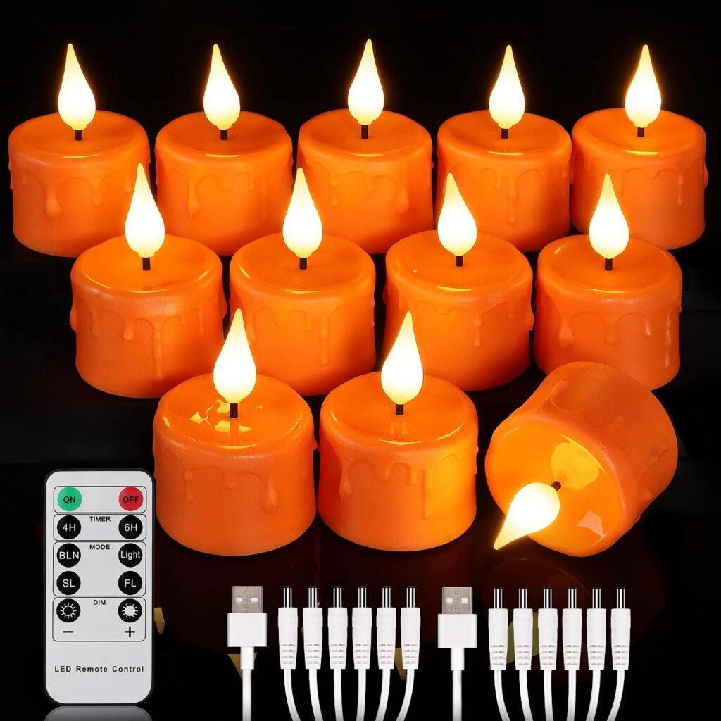 12 oplaadbare LED-waxinelichtjes met afstandsbediening, warm wit licht en timerfunctie