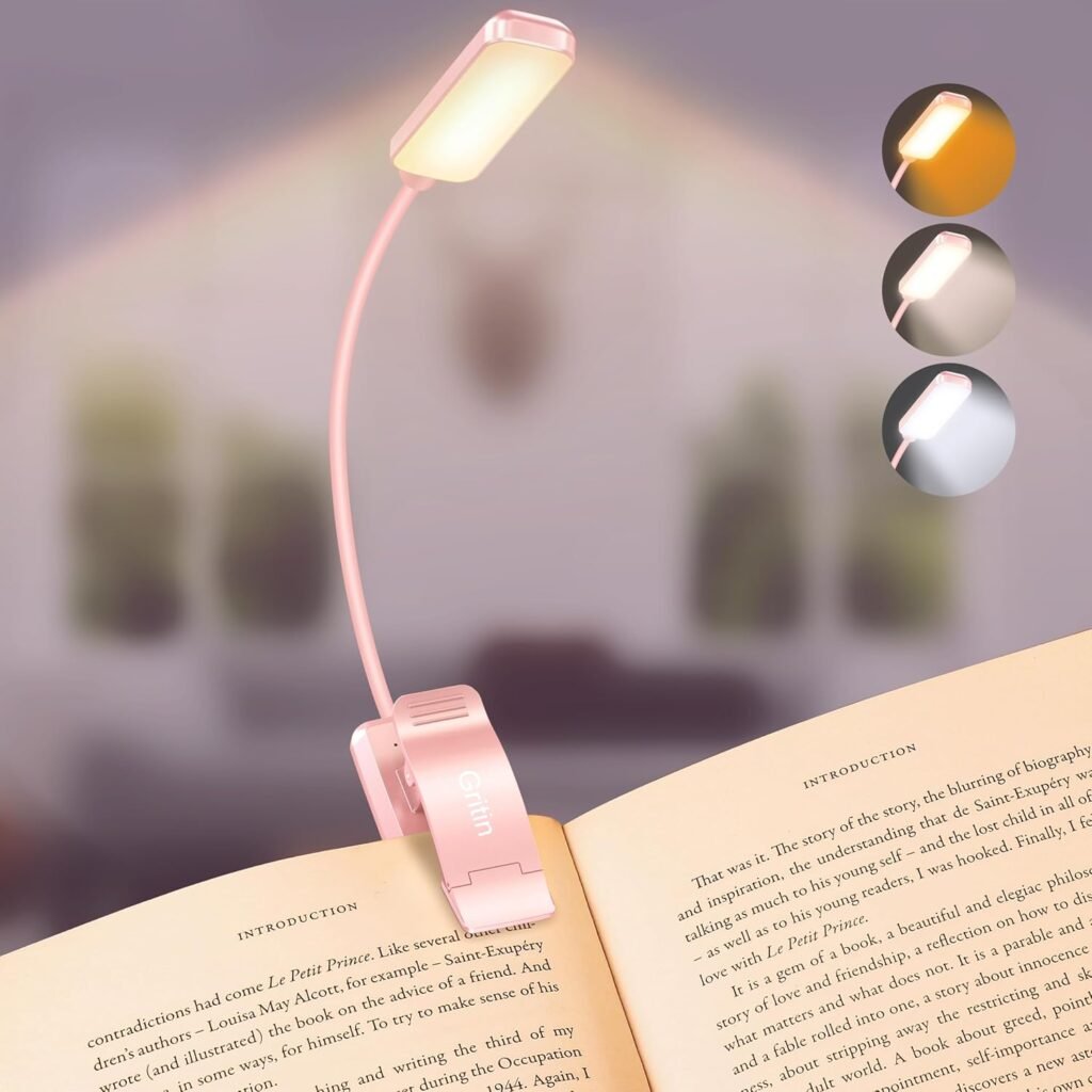 Oplaadbare boeklamp met klem, 9 LED's, warm en koel wit licht, dimbare leeslamp voor boeken en bureaus