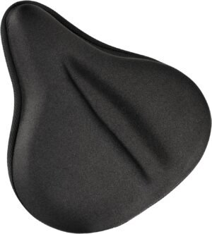 Zwarte fietszadelhoes met universele pasvorm voor comfortabel fietsen en ergonomische zadelbescherming