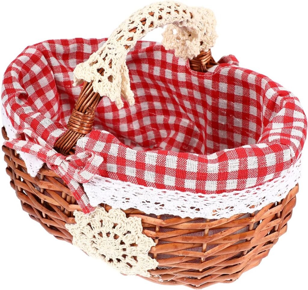 Geweven wicker picknickmand met handvatten en draagriem