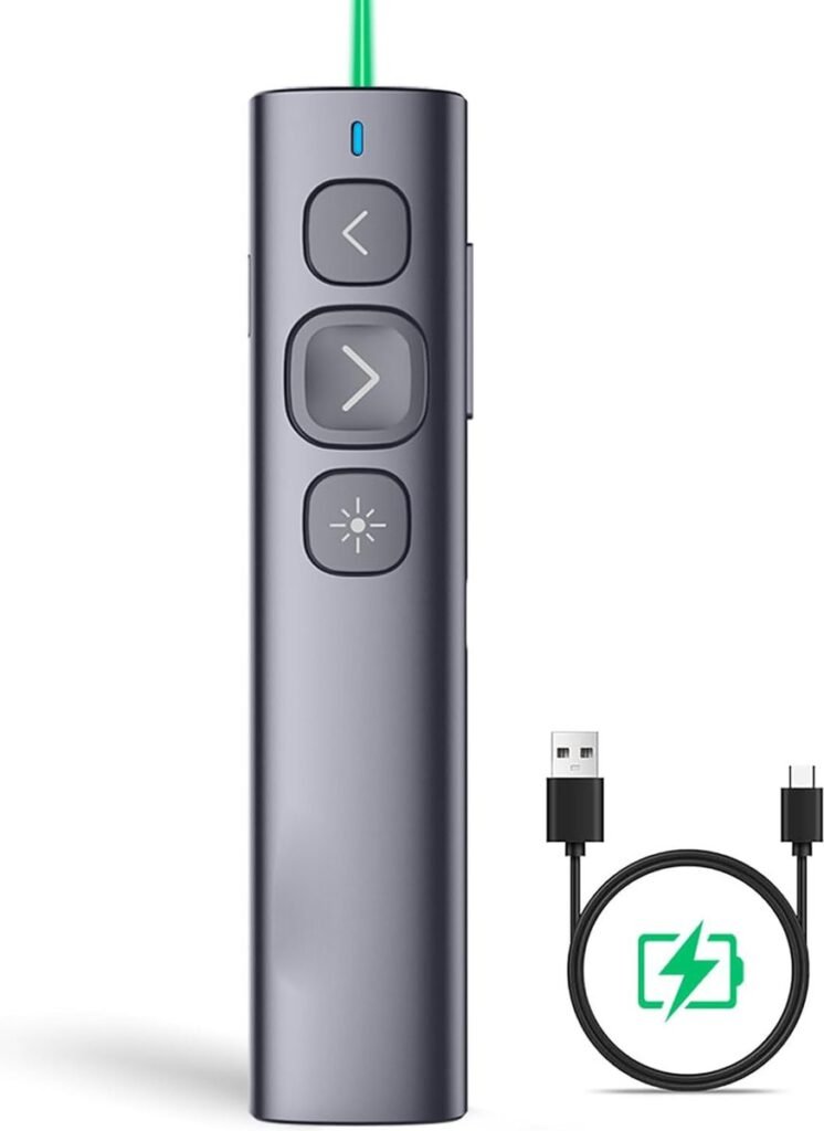 Draadloze presentatie clicker voor PowerPoint met grote knoppen, 2,4 GHz en oplaadbare batterij