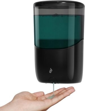 Automatische zwarte zeepdispenser met sensor voor wandmontage 650 ml voor badkamer en keuken
