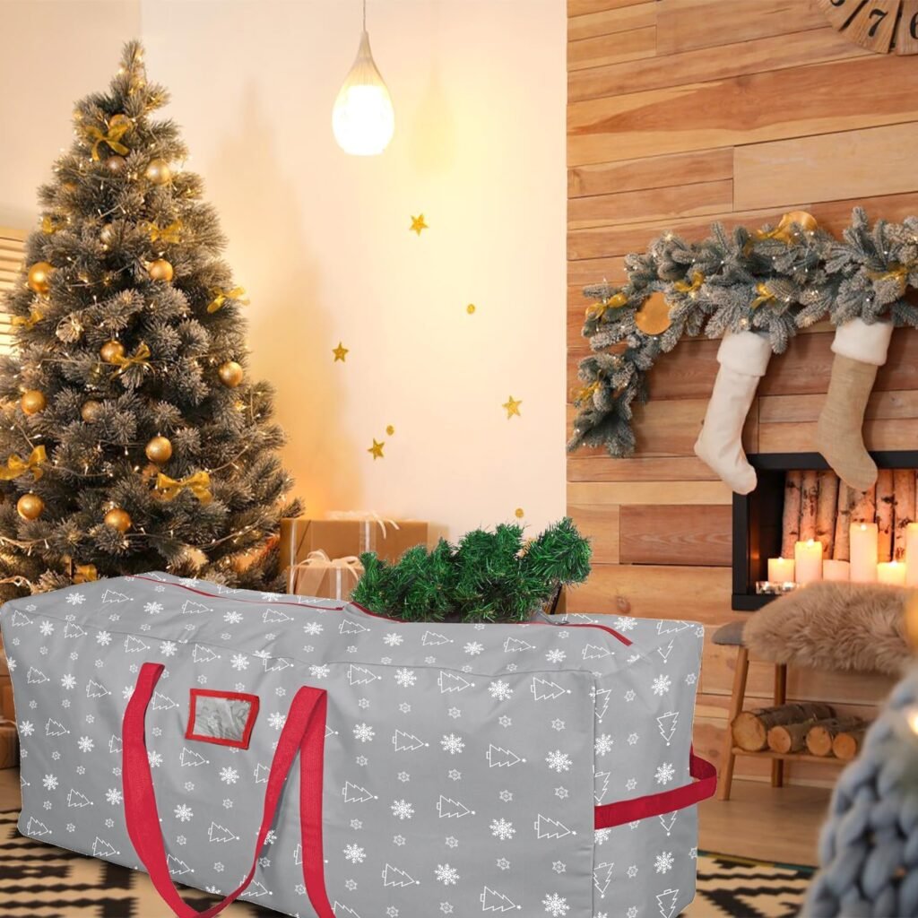 Waterdichte grijze kerstboom opbergtas 9ft van 600D Oxford met handvatten