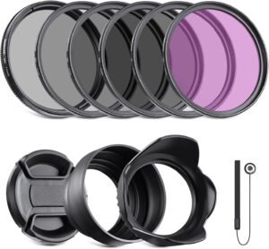 77mm ND2 ND4 ND8 UV CPL filterset met lenskap, zonneklep en filtertas voor cameralezenzen en fotografie-accessoires