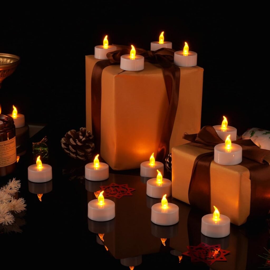 Set van 50 LED waxinelichtjes met flikkerend geel licht voor decoratieve sfeerverlichting