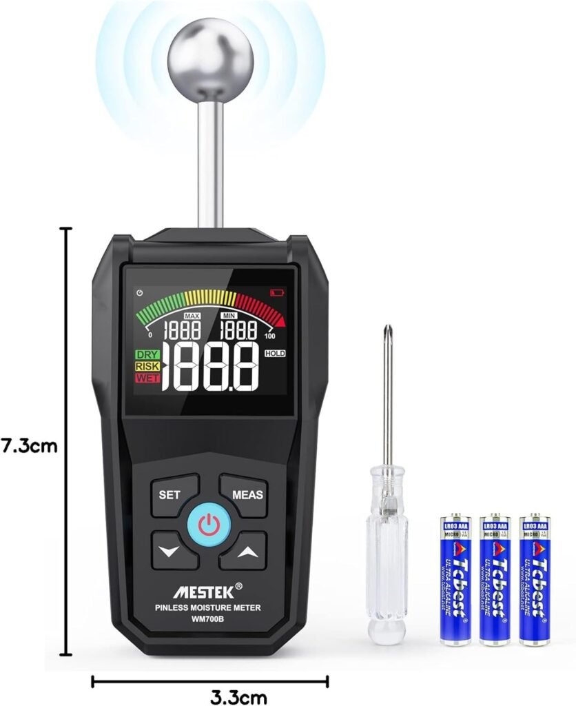 Digitale vochtmeter met LCD-scherm en geluidsalarm voor muur, vloer, gipsplaat en bouwmaterialen