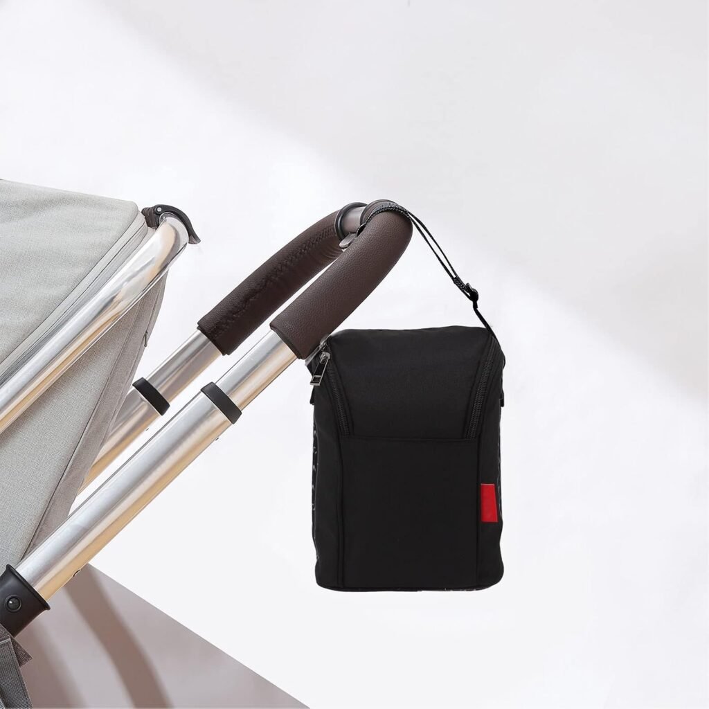 Thermische babyfles tas zwart, isolerende en waterdichte fleshouder voor onderweg