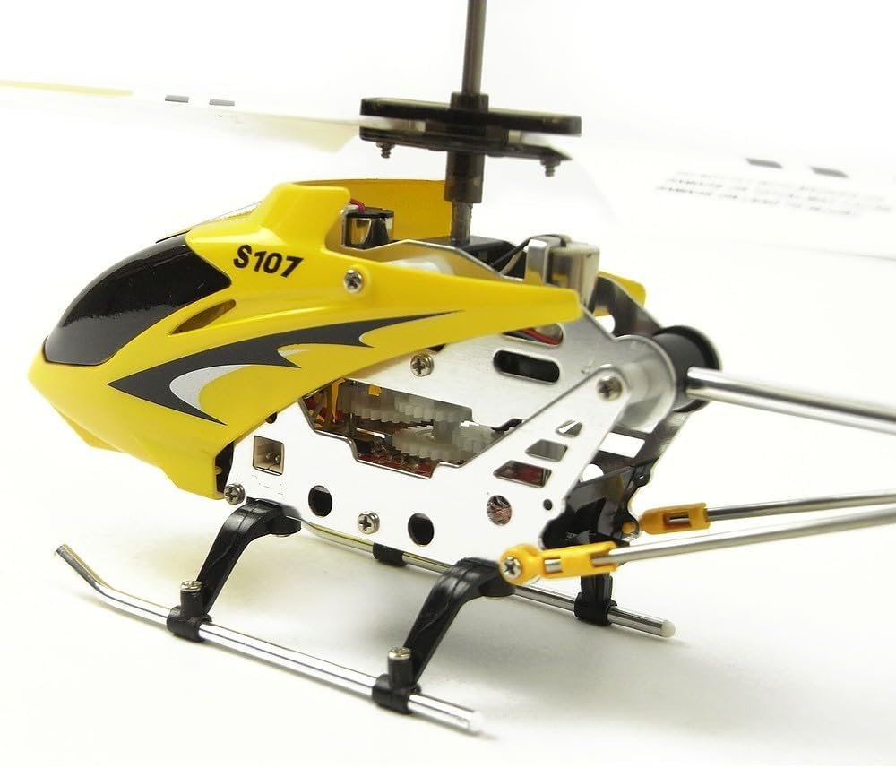 Mini RC helikopter met afstandsbediening, gele 3-kanaals indoor speelgoedhelikopter met gyroscoopstabilisatie en LED-verlichting