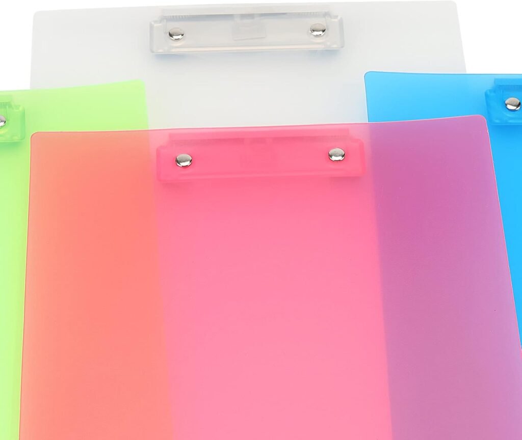 Kunststof klembord met documentclip voor werk en studie, compact formaat