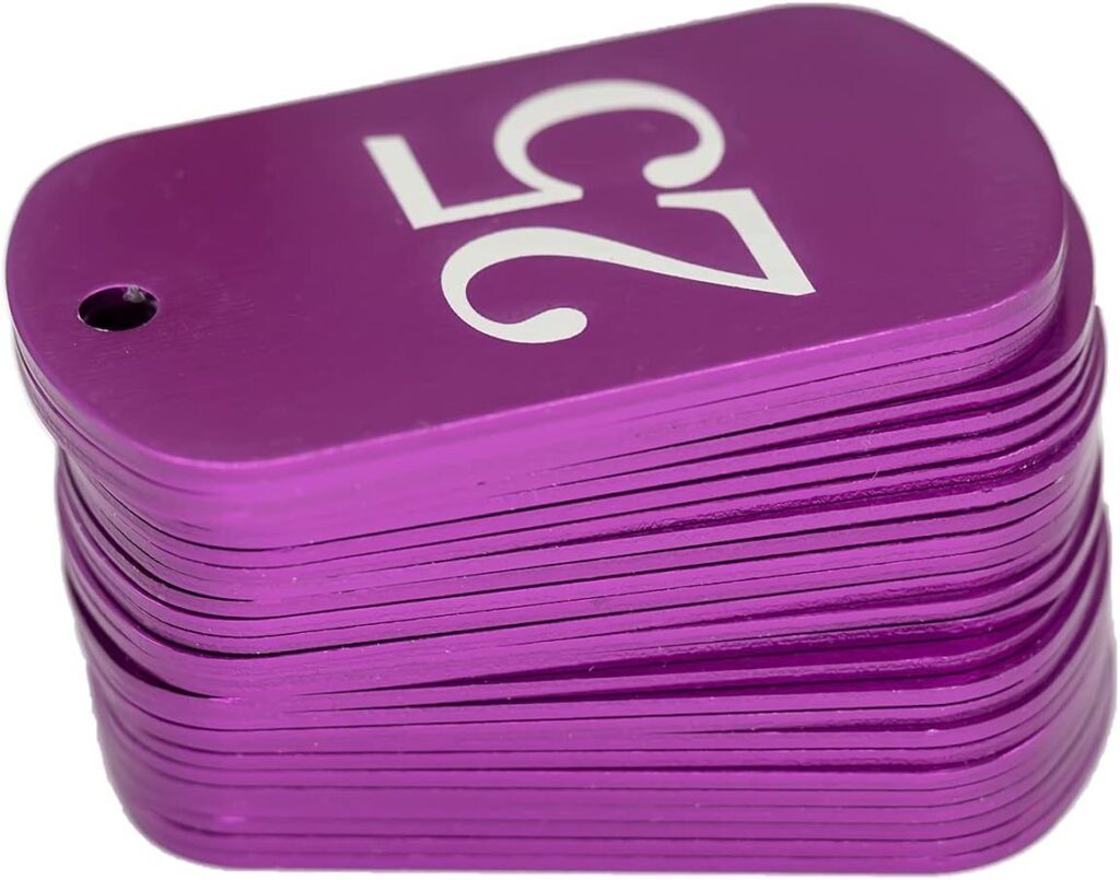 Aluminium nummerlabels met sleutelhangers voor sleutelorganisatie, set van 25, zilverkleurig