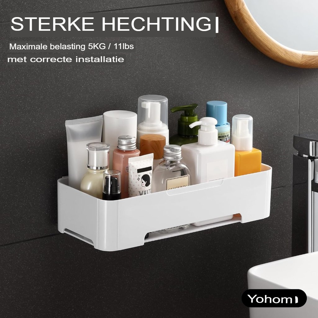 Zelfklevende shampoohouder en doucheplank voor badkamer zonder boren