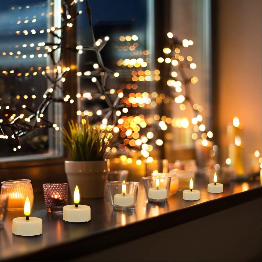 LED theelichtjes met timer, set van 12, warm wit licht