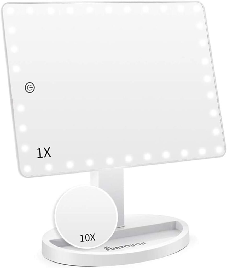 LED make-upspiegel met touchscreen, verstelbare verlichting en vergrotingsfunctie