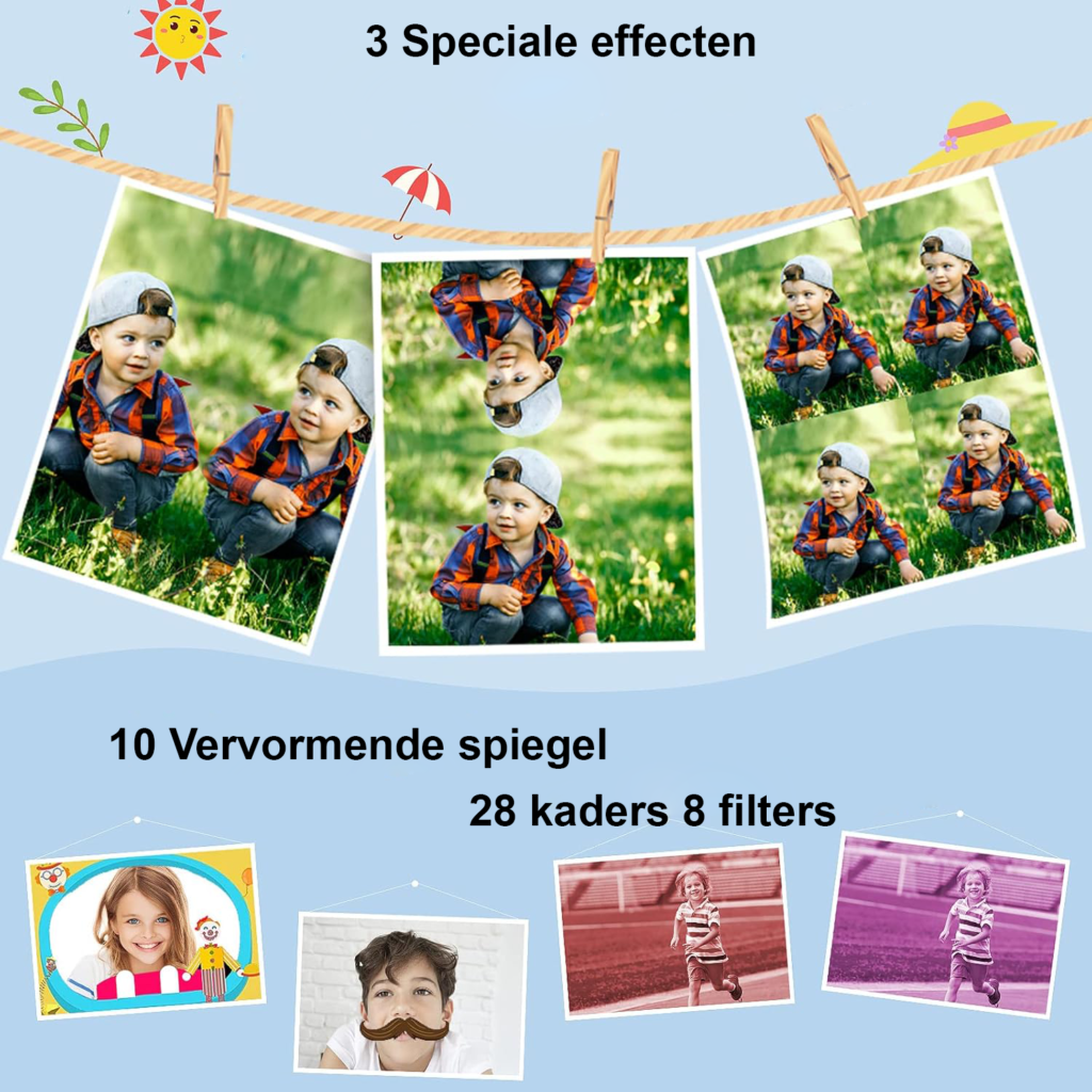 Waterdichte kindercamera blauw met 2 inch scherm en 1080P video-opname