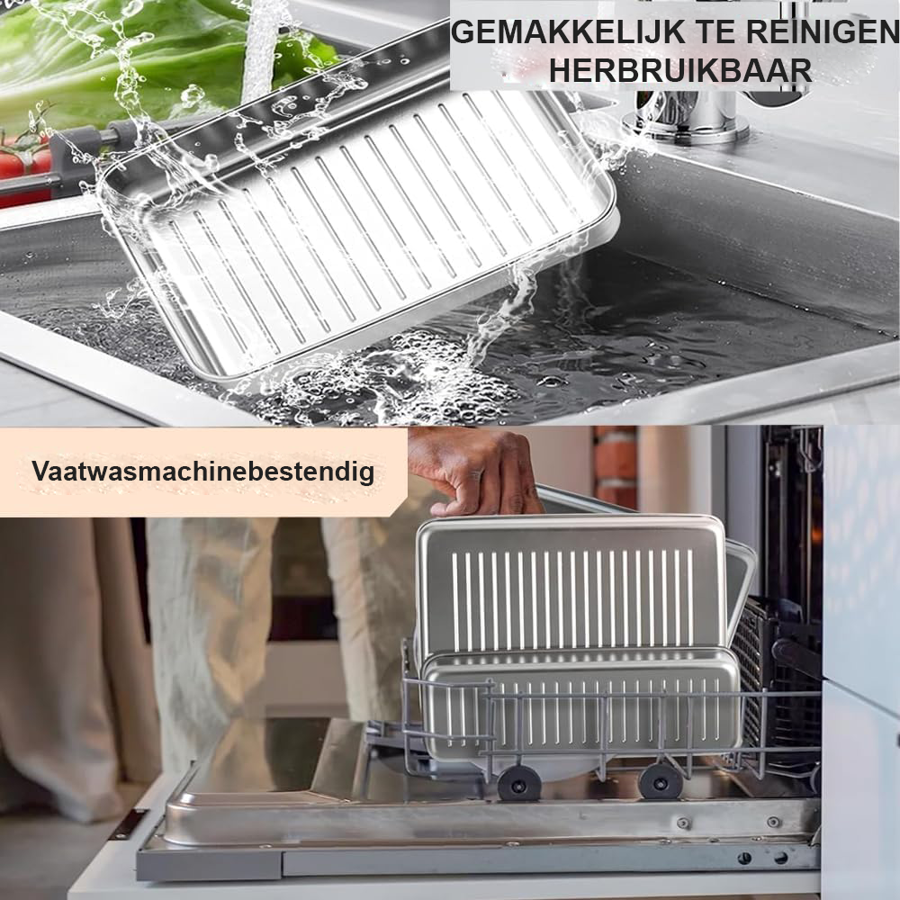 Set van 4 vleesdozen voor koelkast met luchtdichte deksels voor vlees, kaas en fruit opslag