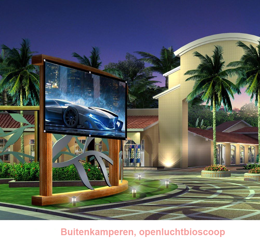 Draagbaar projectiescherm 120 inch 16:9 HD met opvouwbaar anti-kreuk canvas voor thuisbioscoop en buitengebruik