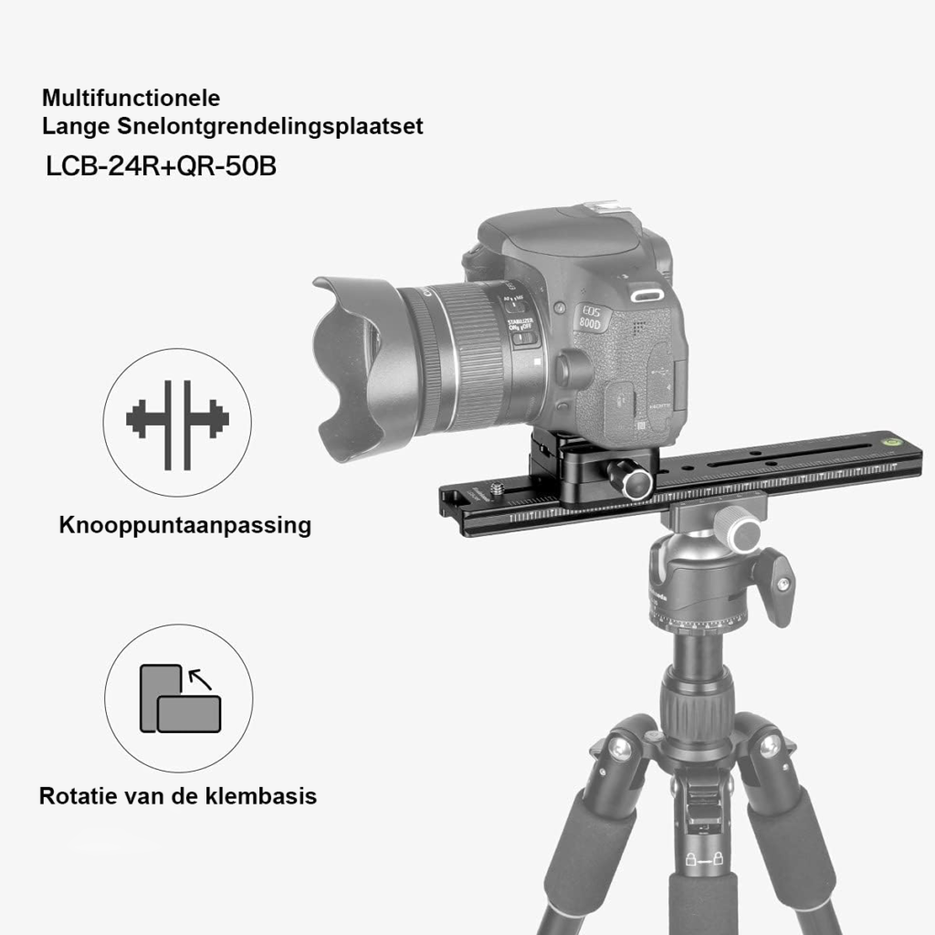 240mm nodal slide rail camera beugel met quick release klem en Arca-Swiss compatibiliteit