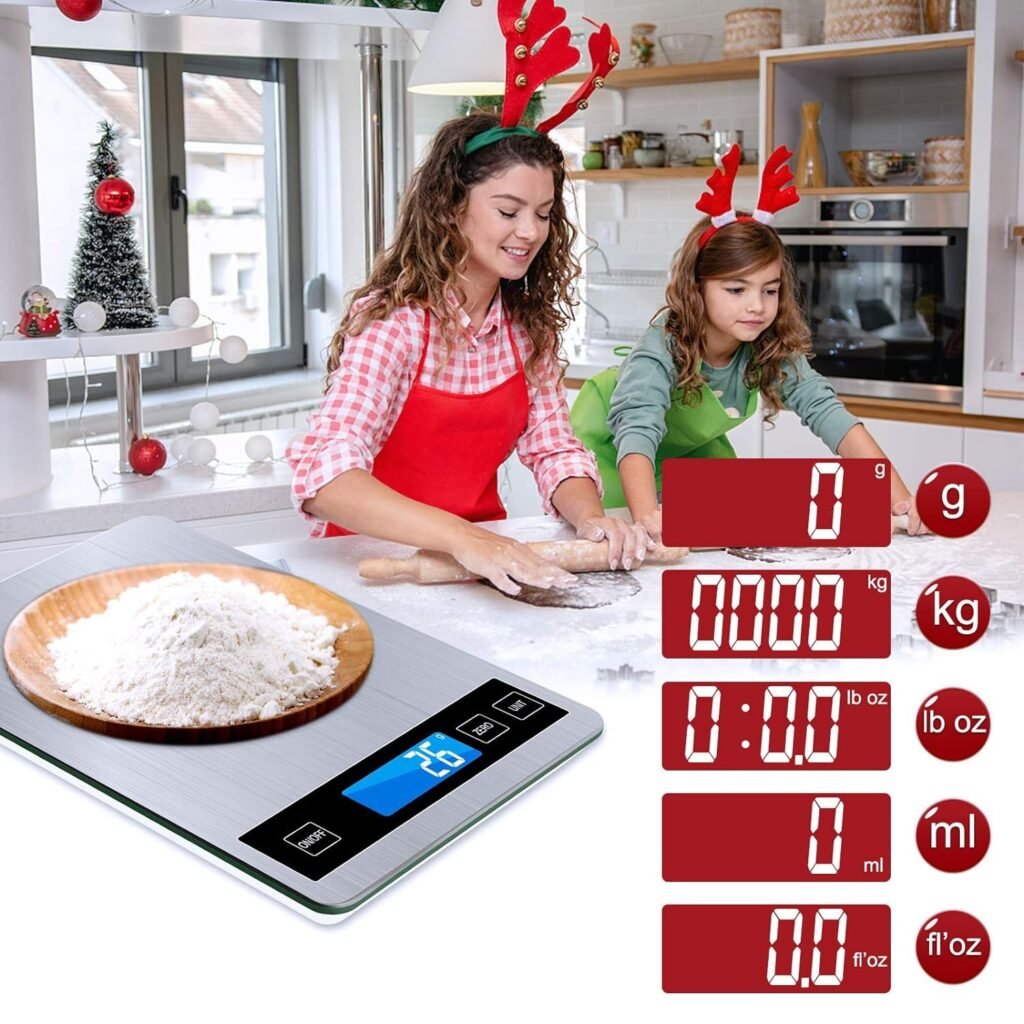 Digitale keukenweegschaal 15 kg met LCD-display, RVS, gehard glas en nauwkeurigheid tot 1 gram