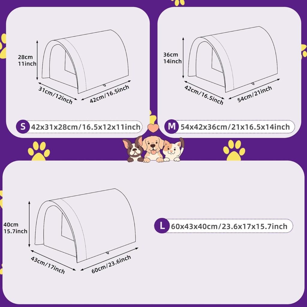 Opvouwbaar kattenhuis voor buiten met pluche kussen, regenbestendig en waterdicht, 54 x 42 x 36 cm