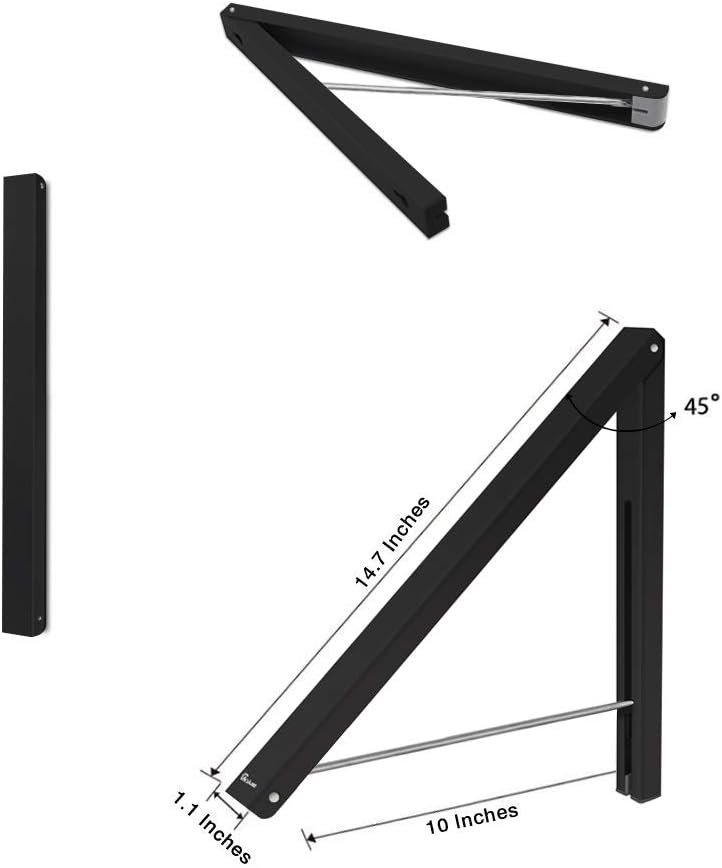 Vouwbare wandkapstok voor hangers van aluminium, ruimtebesparend, wandbevestiging, 2 stuks