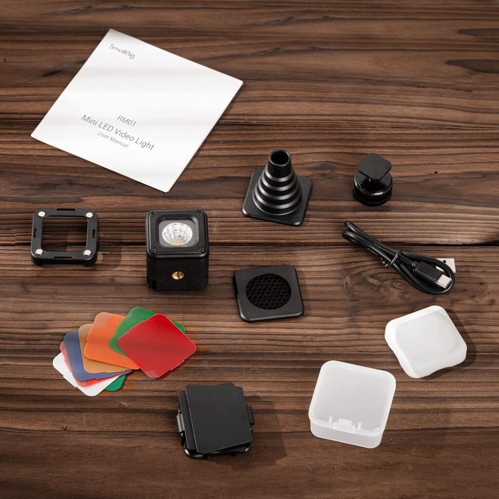 LED videolamp 5600K CRI95 met 8 kleurfilters voor smartphone, actiecamera en DSLR