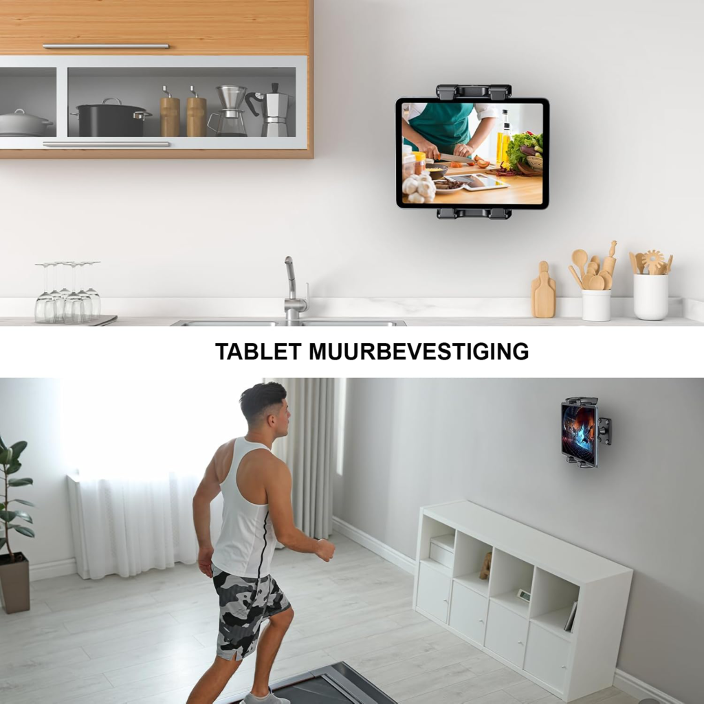 Universele tablet muurbeugel 4,7-13 inch met 360° verstelbare houder en schroefmontage