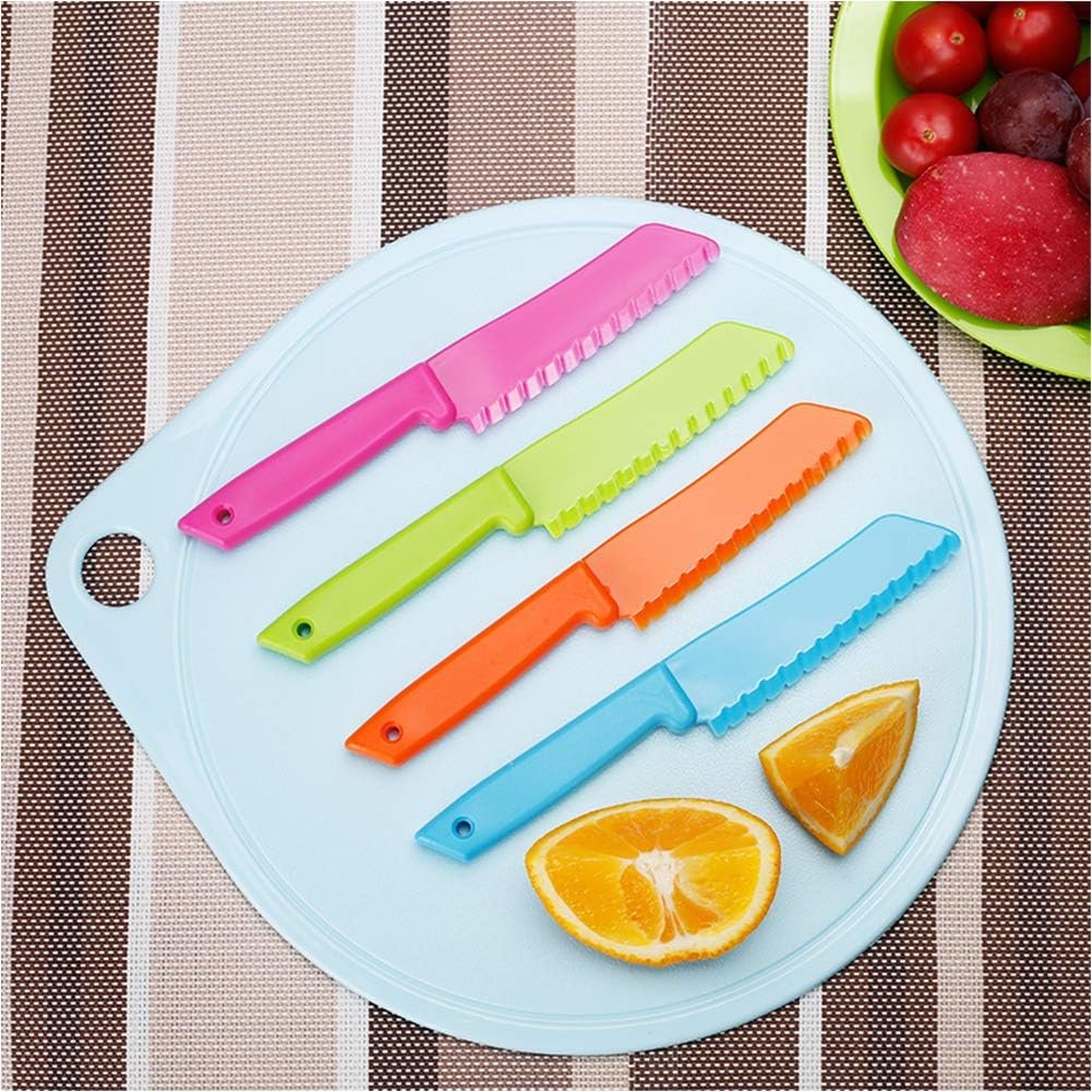 5-delige kindermessen set van plastic en nylon voor veilig koken met fruitmes, broodmes, taartmes en salademes