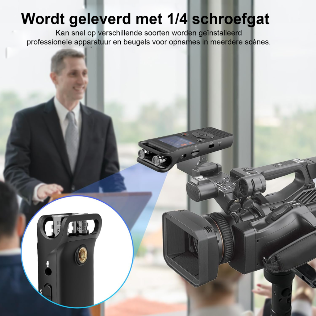 Digitale voice recorder 80G met HD-opname, 720° surroundmicrofoon en wachtwoord voor vergaderingen en notities