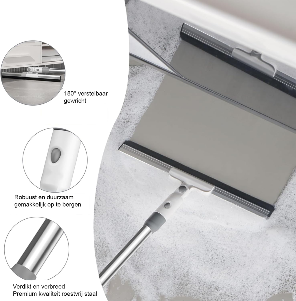Douchewisser 133 cm - Vloertrekker voor badkamer, ramen en spiegels - Rubberen lip - Water-, zeep- en dierenhaarverwijderaar