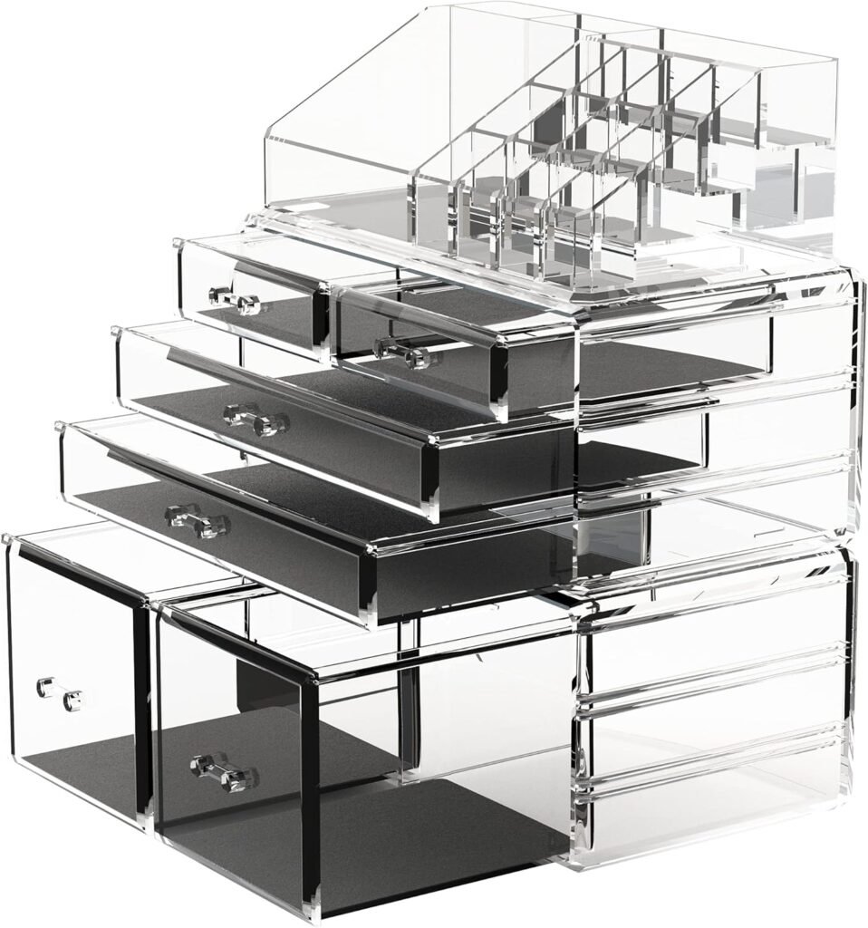 Transparante make-up organizer met opberglades voor cosmetica en beautyproducten