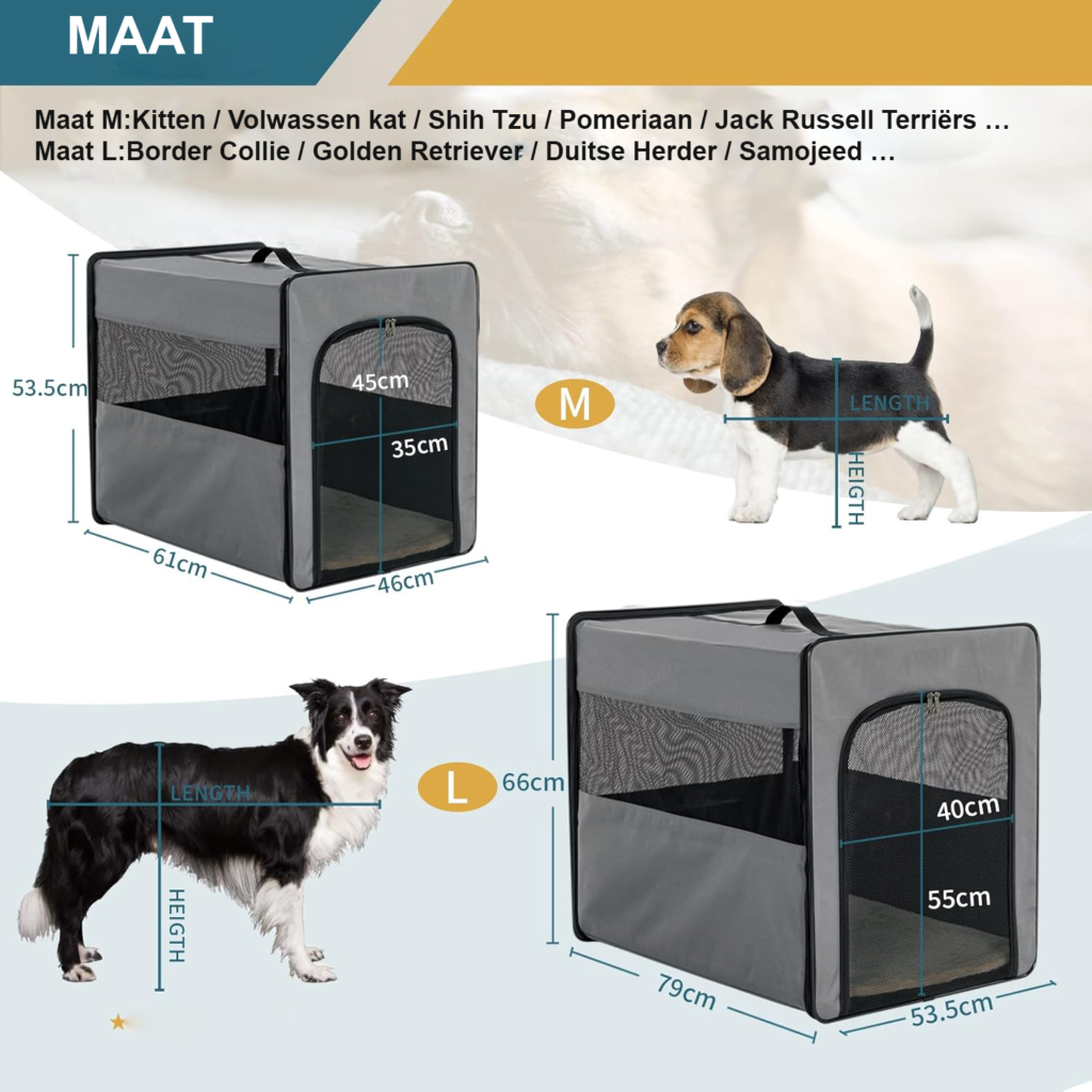 Vouwbare honden transportbox van Oxford voor honden en katten, geschikt voor reis en auto