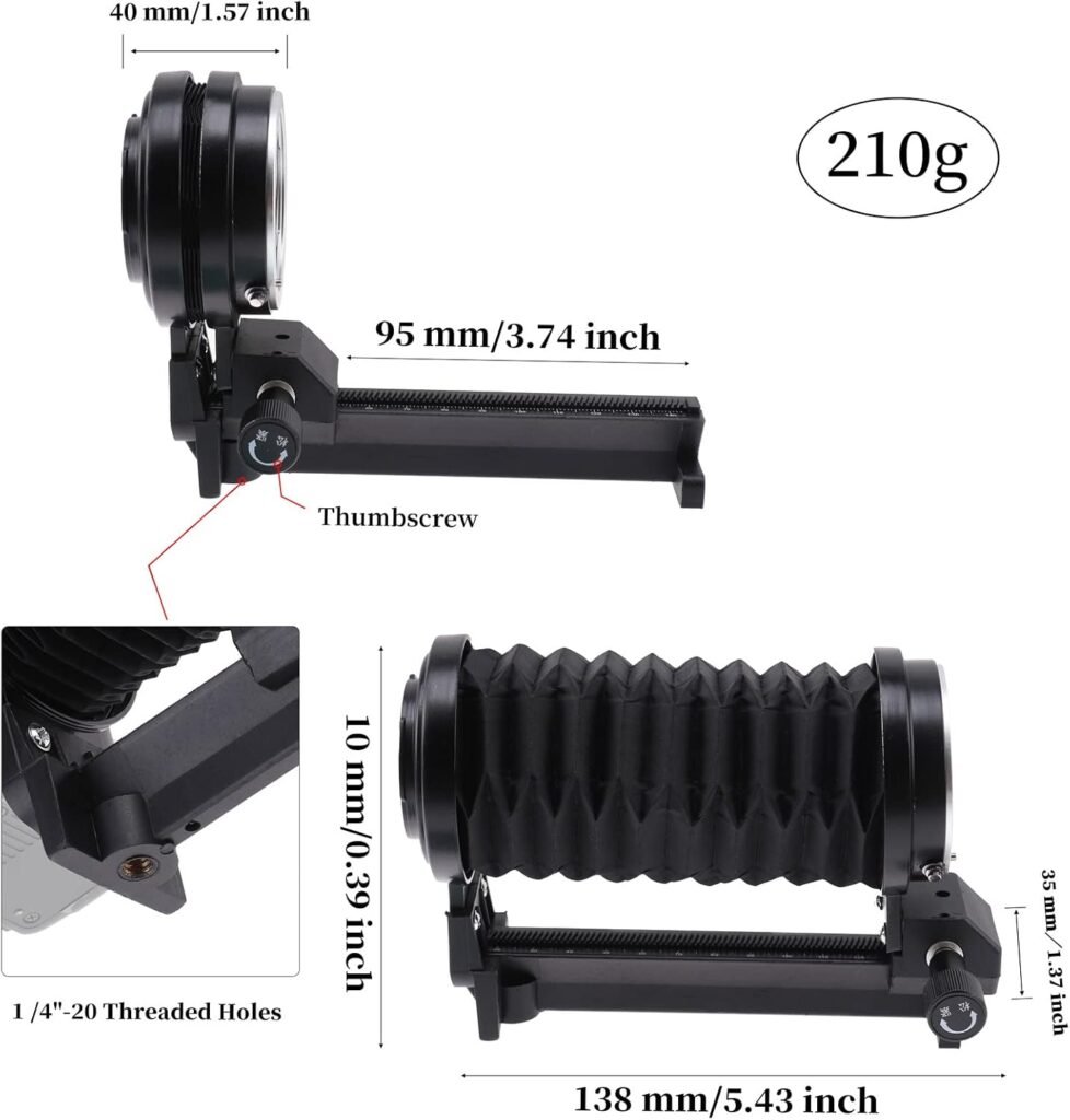 Macro balg uitbreidingsapparaat met inklapbare lens en enkele rail slider voor Sony E-Mount camera's
