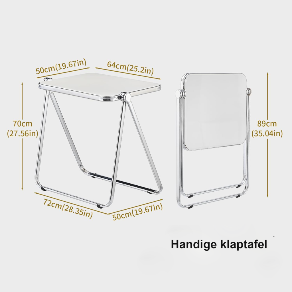 Vouwtafel Acryl - Opvouwbaar Klein Bureau - Transparante Tafel voor Thuis en Kantoor - Zonder Montage